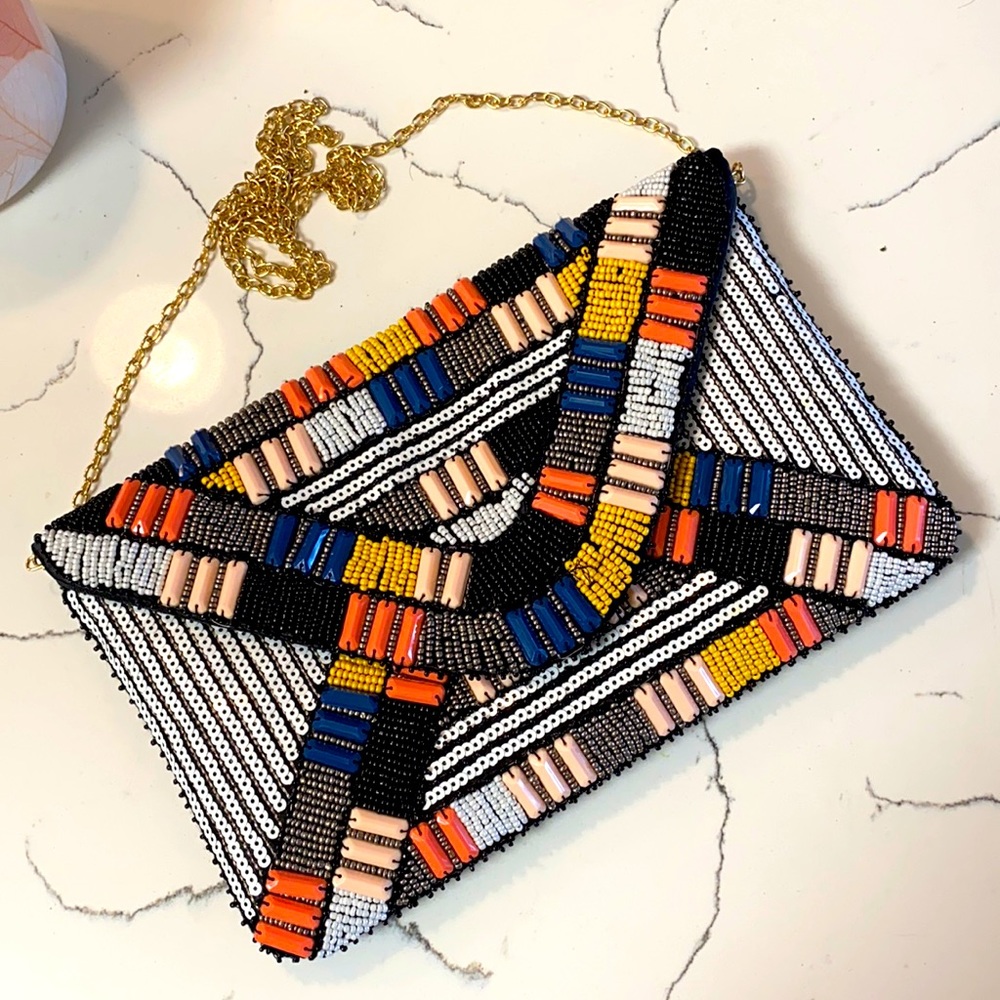 Beaded envelope cross body purse